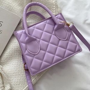 Purple Quilted Mini Square Handbag